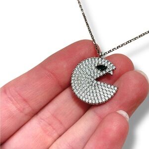 APM Monaco Crystal Pac-Man Pendant Sterling Silver Necklace